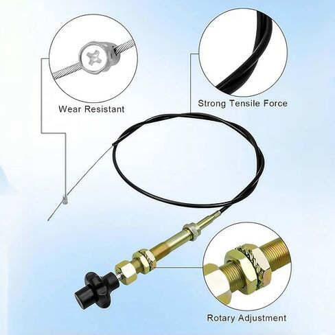 JOLINO VCGTX06 6FT Throttle Cable with 2 Throttle Cable Ends，Heavy Duty Locking Hand Throttle Control Cable with Vernier Adjustable Mechanism for Industrial Commercial PTO Dump Control Cable in Kuwait