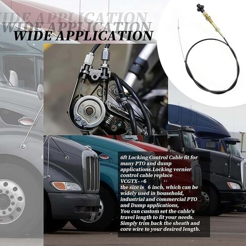 JOLINO VCGTX06 6FT Throttle Cable with 2 Throttle Cable Ends，Heavy Duty Locking Hand Throttle Control Cable with Vernier Adjustable Mechanism for Industrial Commercial PTO Dump Control Cable in Kuwait