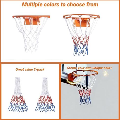Heavy Duty Basketball Nets 2 Pack, 12-Loop Professional All-Weather Replacement - Upgraded Thick Anti-Whip Design, Fade & Tangle Resistant for Standard Indoor/Outdoor Hoops in Saudi Arabia