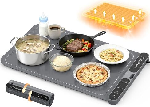 Potahouse Food Warming Mat, 5s Fast Heating,Electric Warming Tray with 7 Temp 8 Timer Settings,Rollable & Portable Food Warmer for Parties,Buffet,Home and Travel Use in Saudi Arabia