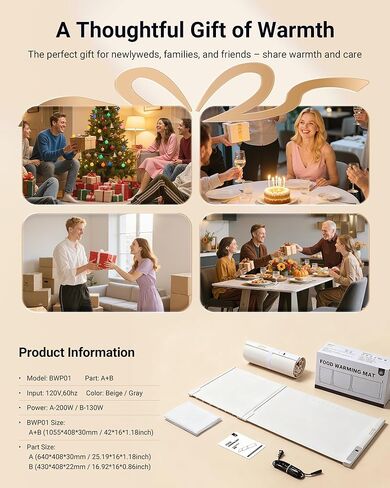 42"x16" Warming Mat for Food Extra Large, Extendable Food Warming Mat, Electric Warming Tray for Buffets Party with 7 Adjustable Temperature, 6 Timer, Silicone Food Warmer for Parties Home Countertop in Saudi Arabia