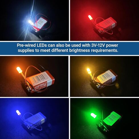 OWOFYDR 12V Pre-Wired 5mm LED Diode | Mini Led (9V-12V) - 6 Colors x 10 Pcs Micro LED Lights (60 Pcs Total) for Model Assortment Kit in Saudi Arabia
