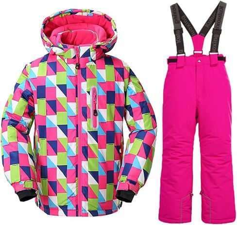 2 Pcs Girls Boys Winter Warm Outdoor Windproof Waterproof Ski Jacket +Ski Bib Pants Snowsuit Overalls Set in Saudi Arabia