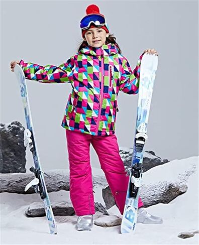 2 Pcs Girls Boys Winter Warm Outdoor Windproof Waterproof Ski Jacket +Ski Bib Pants Snowsuit Overalls Set in Saudi Arabia