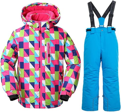 2 Pcs Girls Boys Winter Warm Outdoor Windproof Waterproof Ski Jacket +Ski Bib Pants Snowsuit Overalls Set in Saudi Arabia