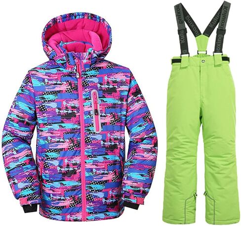 2 Pcs Girls Boys Winter Warm Outdoor Windproof Waterproof Ski Jacket +Ski Bib Pants Snowsuit Overalls Set in Saudi Arabia