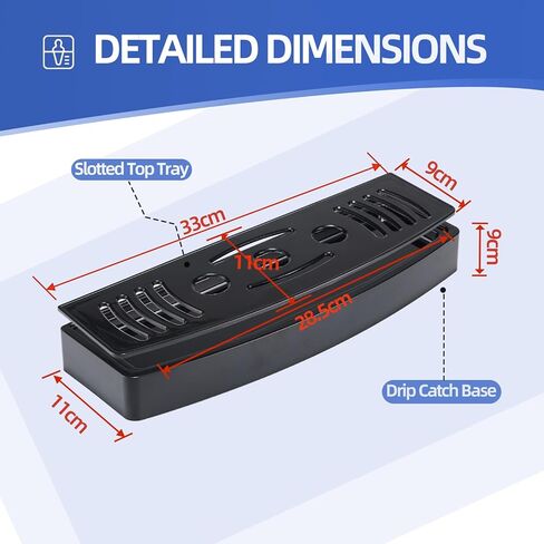 صينية تنقيط المياه الأمامية مقاس 33 سم من FixoTech لآلات الآيس كريم ذات الخدمة الناعمة - استبدال حوض المياه البلاستيكي المحدب للاستخدام التجاري والمنزلي، سهل التركيب ومتين، عبوة واحدة in Kuwait