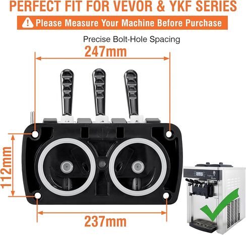 باب تفريغ الموزع ذو اللوحة الأمامية من FixoTech متوافق مع ماكينات الآيس كريم VEVOR YKF الناعمة - مجموعة كاملة من لوحة الواجهة مع 3 مقابض وقضبان الصمامات والأختام - أجزاء تجارية من درجة الطعام in Kuwait