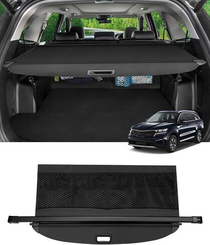 Autorder Cargo Cover for 2021-2024 Chevrolet Tahoe/Suburban/Cadillac Escalade/GMC Yukon Accessories Upgraded Trunk Cover with Extra Storage Net Carbon Fiber Retractable Security Shield Shade in Saudi Arabia