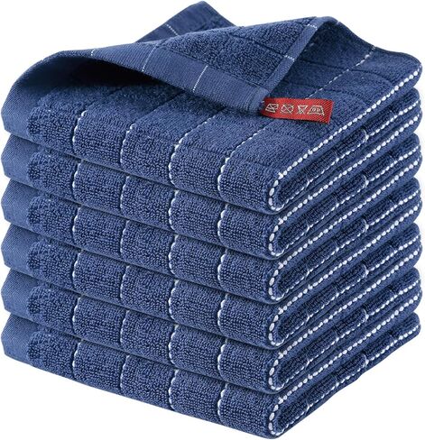 Homaxy 100% Cotton Terry Kitchen Towels(Black, 13 x 28 inches), Checkered Designed, Soft and Super Absorbent Dish Towels, 4 Pack in Saudi Arabia