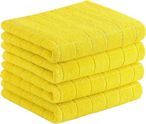 Homaxy 100% Cotton Terry Kitchen Towels(Black, 13 x 28 inches), Checkered Designed, Soft and Super Absorbent Dish Towels, 4 Pack in Saudi Arabia