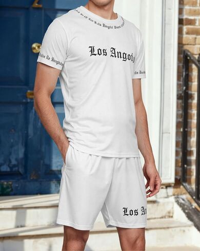 Men's Sweatsuits Short Sets Soft Casual T-Shirt & Jogger Short in Saudi Arabia