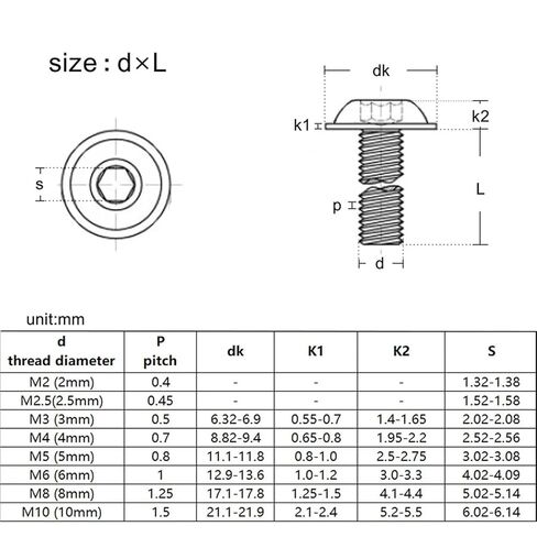 Black 304 Stainless Steel M8/10 10/12/16-30mm Hexagon Socket Round Button Flange Head Washer Collar Screw Bolt 5Pcs(25mm,M8 (5pcs)) in Saudi Arabia