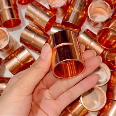 XY-DNA Heavy Duty Copper Coupling, 46mm (1.8") OD x 52mm (2") Length, 3mm Thick Wall Seamless Straight Pipe Fitting, 1 Pack in Saudi Arabia