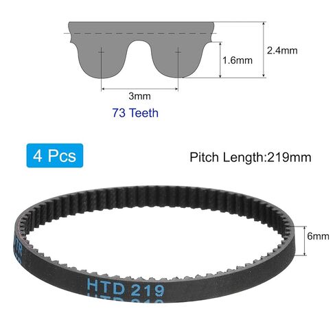 uxcell 4pcs HTD-3M Rubber Timing Belt 73 Teeth, 219mm Pitch Length x 6mm Width x 2.4mm Height, Closed Loop Pulley Timing Belt in Saudi Arabia