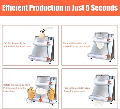 Commercial Dough Roller Sheeter,Adjustable Size 3 to 15 inch Electric Pizza Dough Roller Machine 370W Automatically Pizza Dough Press Machine Suitable for Pizza Bread Tortilla in Saudi Arabia