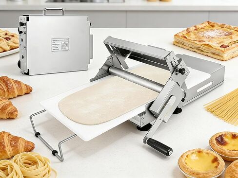 Folding Dough Sheeter 12in Stainless Steel Manual Dough Sheeter for Homemade Fudge Crust Pizza Dough with 2 Sheeter Board & Thickness Adjustable 2.5-25MM (12in) in Saudi Arabia