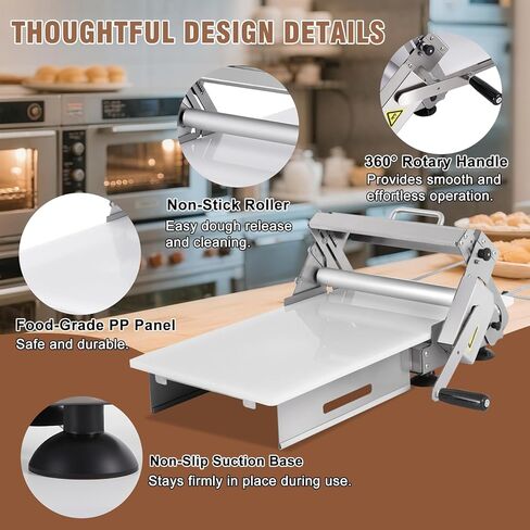 Folding Dough Sheeter 12in Stainless Steel Manual Dough Sheeter for Homemade Fudge Crust Pizza Dough with 2 Sheeter Board & Thickness Adjustable 2.5-25MM (12in) in Saudi Arabia