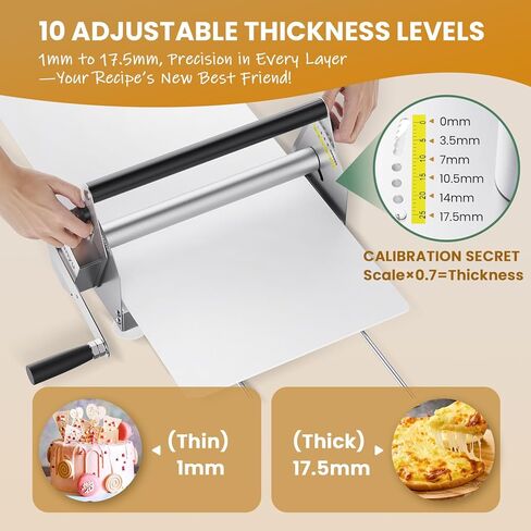 Huanyu Folding Dough Sheeter 12" Compact with 10 Adjustable Thickness Settings for Home and Commercial Bakeries, Stainless Steel in Saudi Arabia