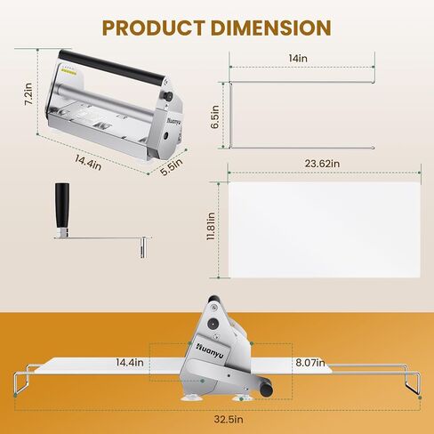 Huanyu Folding Dough Sheeter 12" Compact with 10 Adjustable Thickness Settings for Home and Commercial Bakeries, Stainless Steel in Saudi Arabia