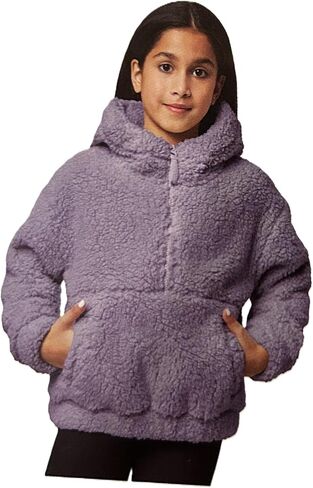 Mondetta Youth Half Zip Pullover Top with Bonded Fleece Lining (M 10/12, Lavender Aura), Medium in Saudi Arabia