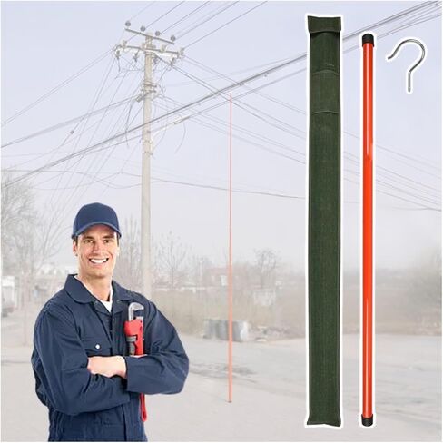 High Voltage Measuring Rod 50ft, Red Insulated Telescopic Pole, Non-Conductive Height Measurement Stick, 35kV-500kV, Epoxy Resin, Electric Utility Tools in Saudi Arabia