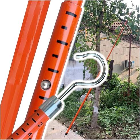 Red Epoxy Resin Telescopic Measuring Rod Set (4pcs, 18m/59ft) - Portable High Voltage Discharge Stick, Non-Slip Handle, Ideal for Forestry Tree Measurement in Saudi Arabia