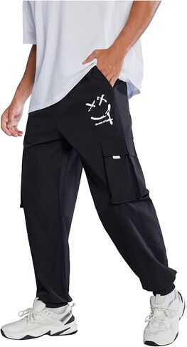 SOLY HUX Men's Sweatpants Drawstring Waist Printed Cargo Pants Street Outdoor Joggers with Pockets in Saudi Arabia