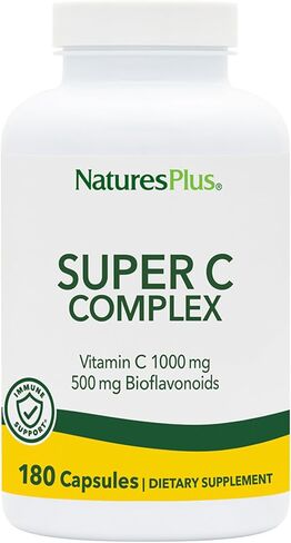Natures Plus Super C Complex - 180 Capsules, Pack of 2 - with 1000 mg Vitamin C & 500 mg Bioflavonoids - Vegan, Gluten Free - 180 Total Servings in Saudi Arabia