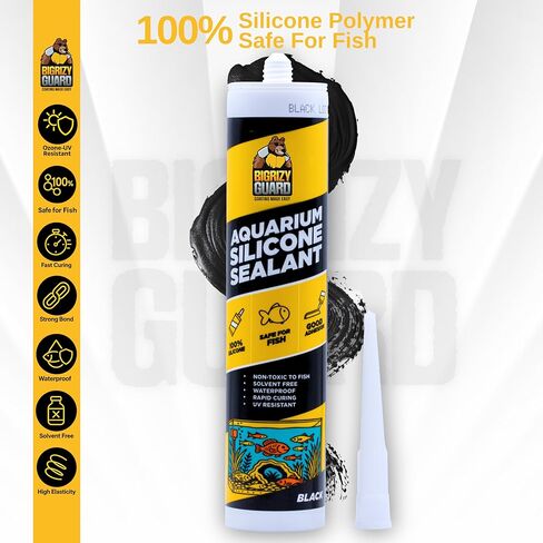 Bigrizy Guard Aquarium Silicone Sealant Black 10.14 Fl oz Cartridge - Aquarium Safe Silicone for Fish & Plants | 100% Waterproof, Premium, Non-Toxic, Solvent Free, Strong Bond, Fast Curing (1 Pack) in Saudi Arabia