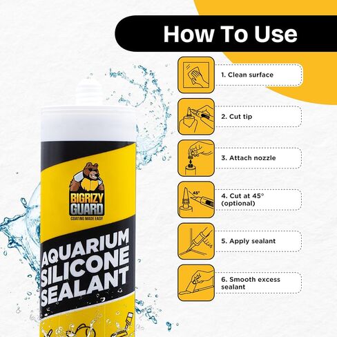 Bigrizy Guard Aquarium Silicone Sealant Black 10.14 Fl oz Cartridge - Aquarium Safe Silicone for Fish & Plants | 100% Waterproof, Premium, Non-Toxic, Solvent Free, Strong Bond, Fast Curing (1 Pack) in Saudi Arabia