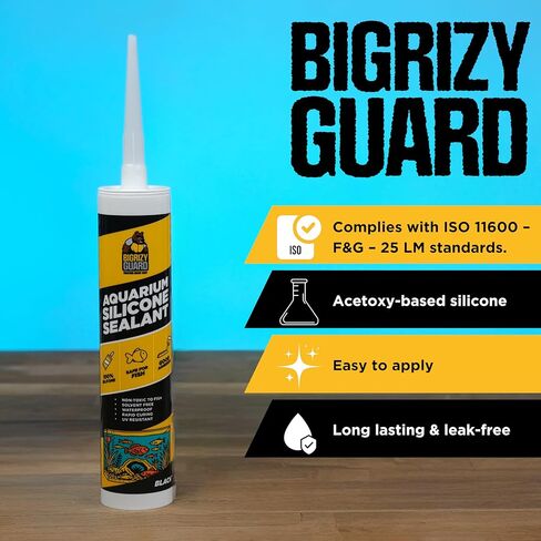 Bigrizy Guard Aquarium Silicone Sealant Black 10.14 Fl oz Cartridge - Aquarium Safe Silicone for Fish & Plants | 100% Waterproof, Premium, Non-Toxic, Solvent Free, Strong Bond, Fast Curing (1 Pack) in Saudi Arabia