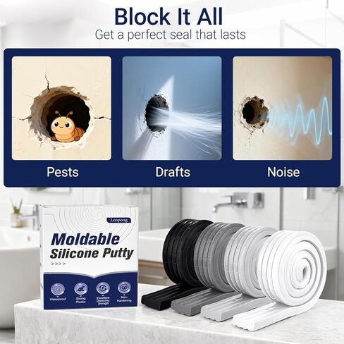 Leopong Moldable Waterproof Silicone Putty for Bathroom Wall & Pipe Gaps, Reusable & Pliable Repair Sealant (White) in Saudi Arabia
