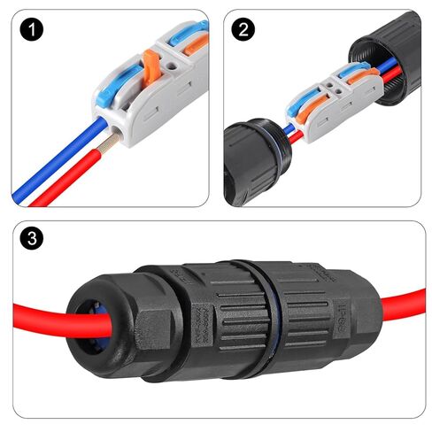 1PCS Upgraded Junction Box Outdoor Waterproof IP68, CDF 2P 2Pole Wire Connector, Replaceable Lever Wire Connectors for AWG 28-12 in Saudi Arabia