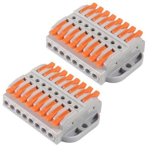 2pcs Lever Wire Connectors, Wire Splicing 20 Conductor Connectors for Circuit Inline 28-12 AWG (8 in 8 Out) in Saudi Arabia