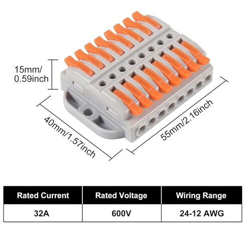 2pcs Lever Wire Connectors, Wire Splicing 20 Conductor Connectors for Circuit Inline 28-12 AWG (8 in 8 Out) in Saudi Arabia