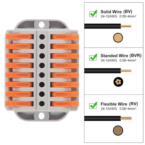 2pcs Lever Wire Connectors, Wire Splicing 20 Conductor Connectors for Circuit Inline 28-12 AWG (8 in 8 Out) in Saudi Arabia