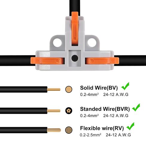 3pcs Compact Wire Conductor Connector, T-Shape Lever Nut Wire Connector, Quick Splitter 3 Way Electrical Connectors, AWG 28-12 in Saudi Arabia