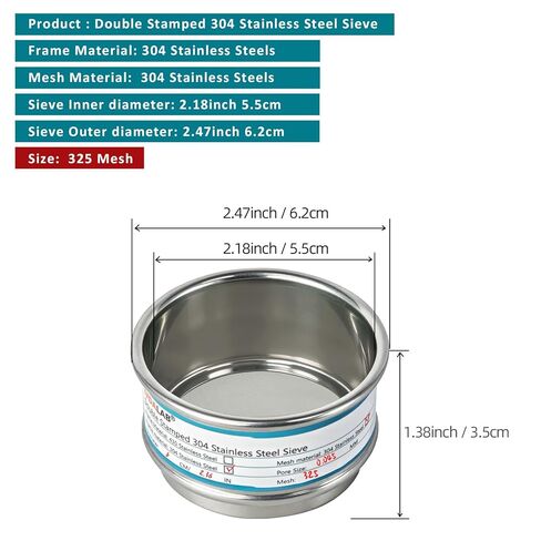 Full 304 Stainless Steel Mesh Sieve Screen, LVDALAB 325 Mesh (0.045mm) Aperture, 2.4inch(6CM) Dia Standard Sample Analysis Test Sieves Sifters Strainer for Industrial Laboratory Homes in Saudi Arabia