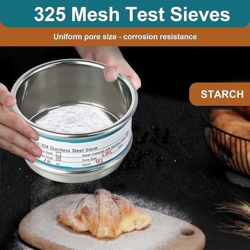 Full 304 Stainless Steel Mesh Sieve Screen, LVDALAB 325 Mesh (0.045mm) Aperture, 2.4inch(6CM) Dia Standard Sample Analysis Test Sieves Sifters Strainer for Industrial Laboratory Homes in Saudi Arabia