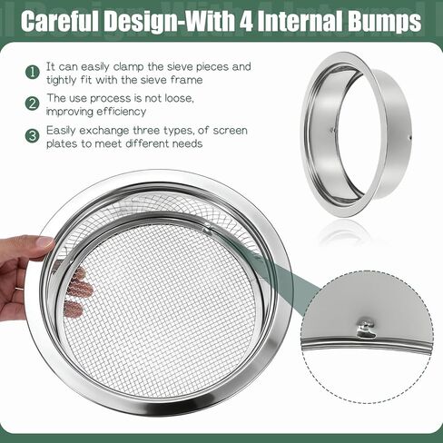 IANFAN Soil Sieve Set Stainless Steel Garden Soil Sifter, Compost Mesh Sifter with 5 Interchangeable Mesh 1/3/6/9/12mm and Soils Scoops for Sand, Bonsai Soils, Rock, Filtration in Saudi Arabia