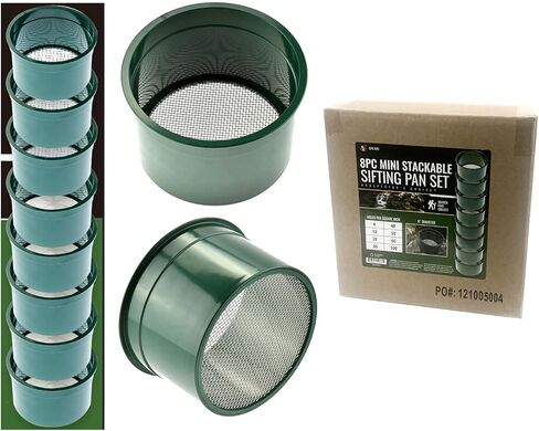 SE 6-Inch 8-Piece Mini Stackable Sifting Pan Set - Assorted Mesh Sizes for Prospecting, Sieving Soil, Pellets, Minerals and More in Kuwait