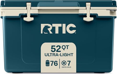 RTC Ultra Light 52 QUART HARD BOADER BOADINGER TECK THE BOX للشاطئ ، والشراب ، والمشروبات ، والتخييم ، والنزهة ، وصيد الأسماك ، والقوارب ، والشواء ، أخف 30 ٪ من المبردات الروتومولد in Saudi Arabia