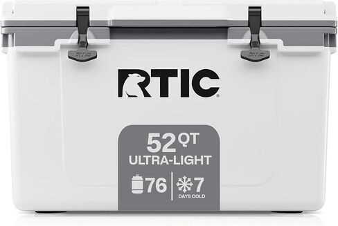 RTC Ultra Light 52 QUART HARD BOADER BOADINGER TECK THE BOX للشاطئ ، والشراب ، والمشروبات ، والتخييم ، والنزهة ، وصيد الأسماك ، والقوارب ، والشواء ، أخف 30 ٪ من المبردات الروتومولد in Kuwait