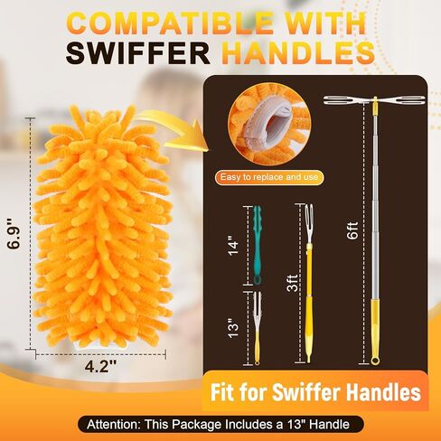 Duster Refill for Swiffer, 360 Dusters Heavy Duty Refills, Reusable Duster Kit for Home, Office, Furniture and Outdoor (5 Pack + 1 Handle) in Saudi Arabia