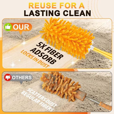 Duster Refill for Swiffer, 360 Dusters Heavy Duty Refills, Reusable Duster Kit for Home, Office, Furniture and Outdoor (5 Pack + 1 Handle) in Saudi Arabia