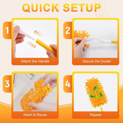 Duster Refill for Swiffer, 360 Dusters Heavy Duty Refills, Reusable Duster Kit for Home, Office, Furniture and Outdoor (5 Pack + 1 Handle) in Saudi Arabia