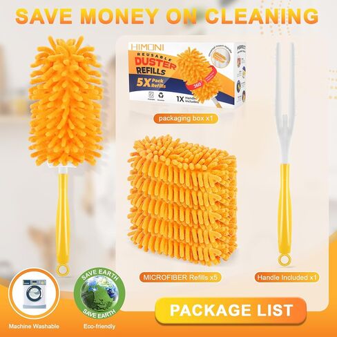 Duster Refill for Swiffer, 360 Dusters Heavy Duty Refills, Reusable Duster Kit for Home, Office, Furniture and Outdoor (5 Pack + 1 Handle) in Saudi Arabia