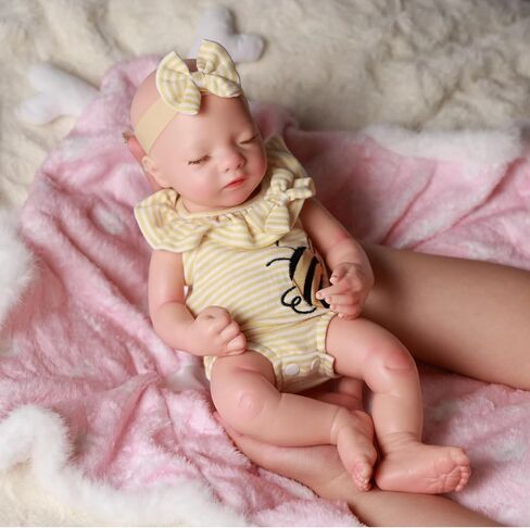 BABESIDE 16" Realistic Silicone Reborn Baby Doll Lucy - Lifelike Sleeping Newborn Girl Baby Dolls with Silicone Full Body, Toddler Gift for Kids Ages 3+ in Kuwait