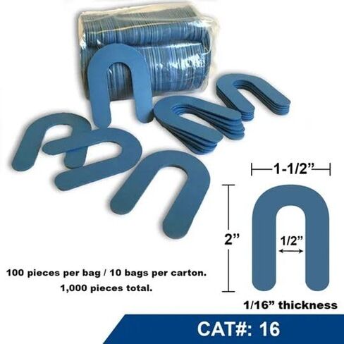 Blue 1/16" x 1-1/2" x 2" Horseshoe Shims - 100 Shims in Saudi Arabia